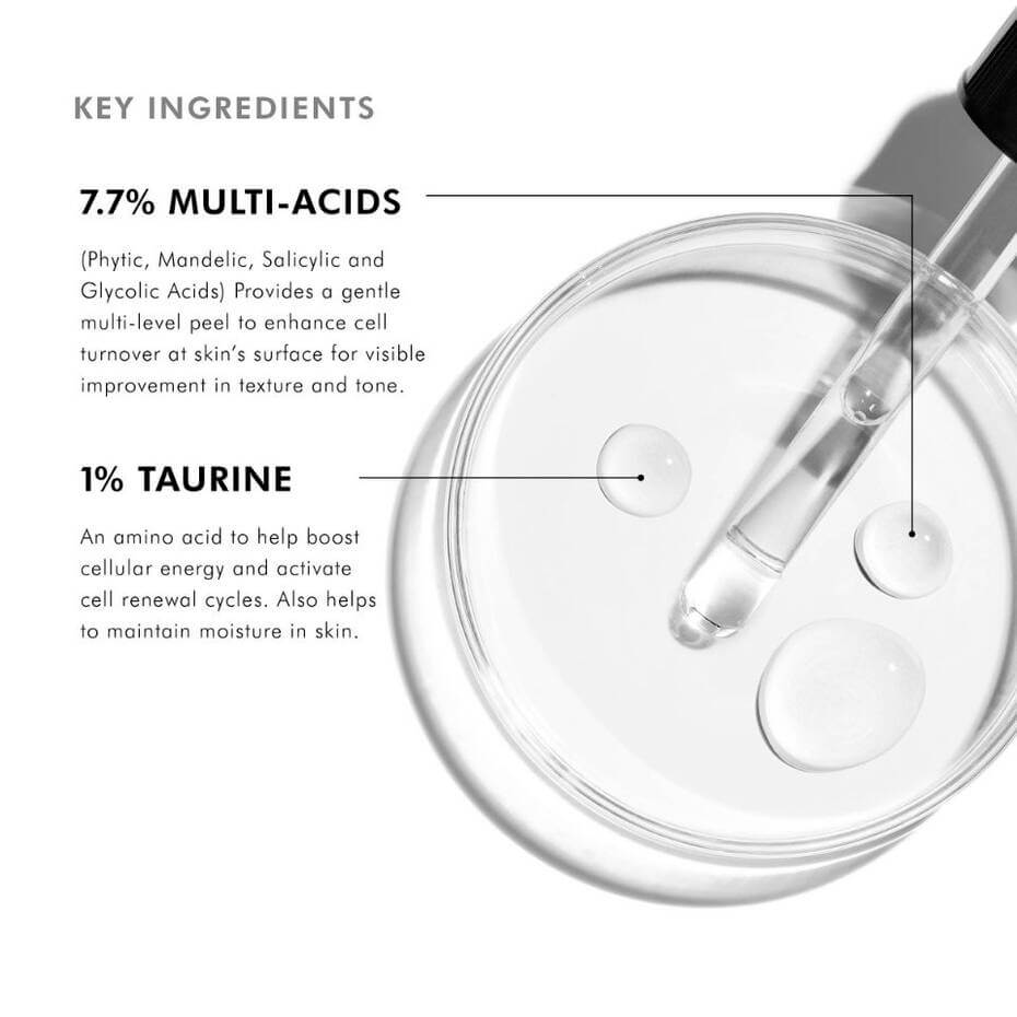 SkinCeuticals Cell Cycle Catalyst key ingredients: 7.7% multi-acid complex and 1% taurine for skin renewal.