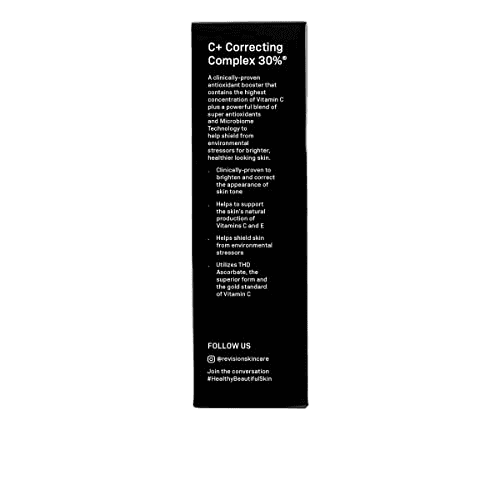 Revision Skincare C+ Correcting Complex 30% product packaging highlighting its antioxidant benefits.