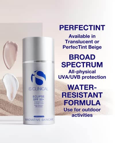 iS Clinical Eclipse SPF 50+ mineral sunscreen with broad-spectrum protection and water-resistant formula