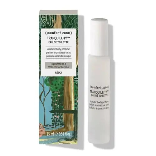 Comfort Zone Tranquility Eau De Toilette (EDT) in a sleek bottle, featuring a vibrant packaging with natural elements.