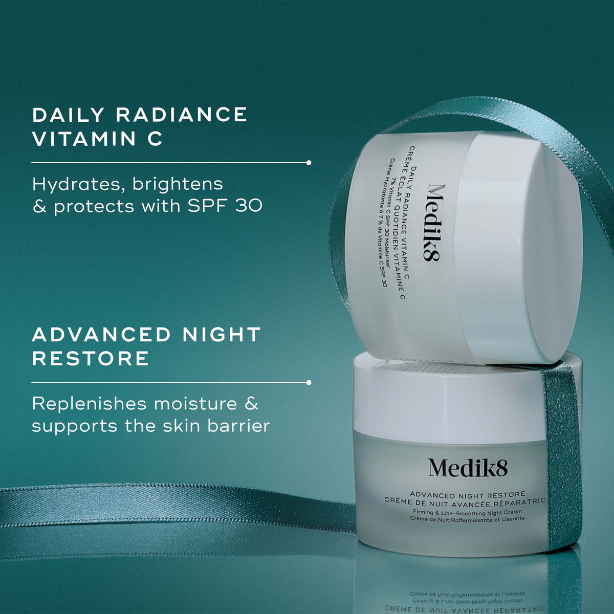 Medik8 Moisture Minis travel duo with key benefits of each product