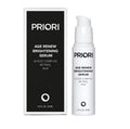 PRIORI Age Renew Brightening Serum Q-SOD in a sleek bottle and box, designed for brightening skin tone and targeting pigmentation.
