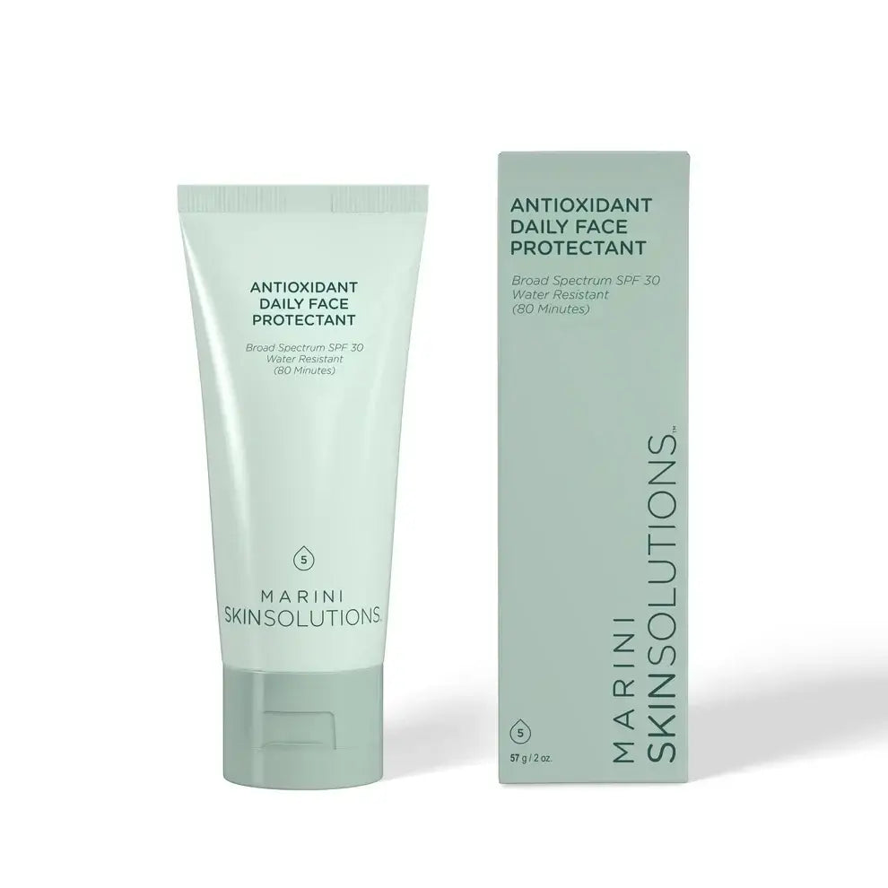 Marini Skin Solutions Antioxidant Daily Face Protectant SPF 30 tube with broad-spectrum protection and hydration features.