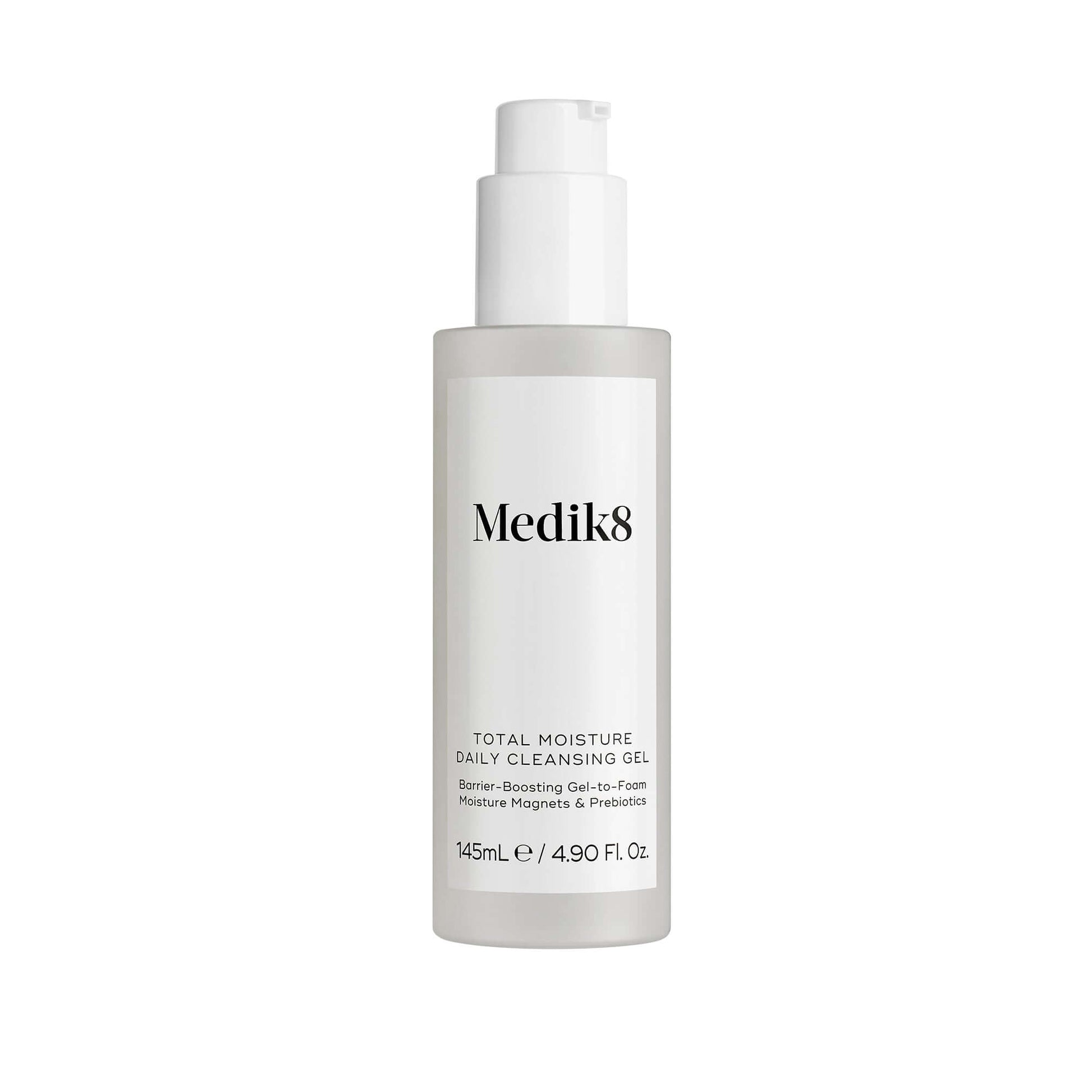 Medik8 Total Moisture Daily Cleansing Gel bottle with pump for hydration-first cleansing.