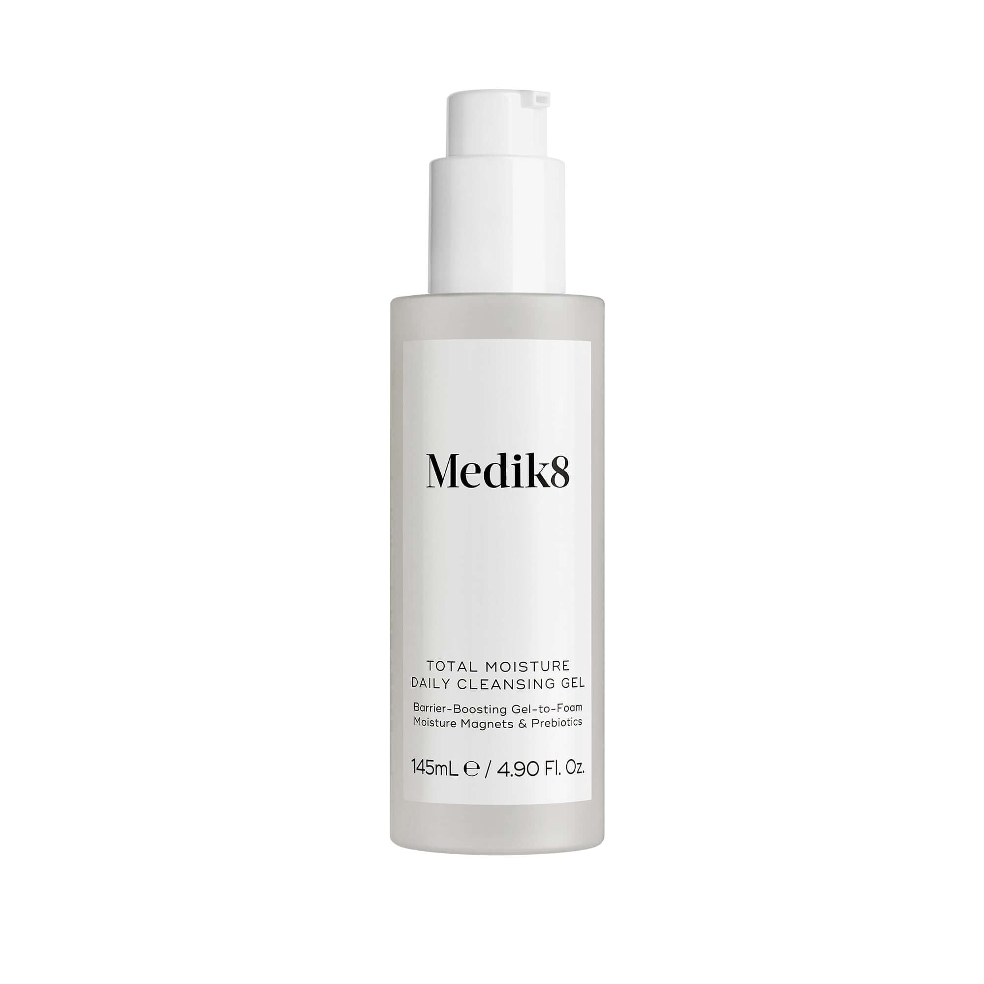 Medik8 Total Moisture Daily Cleansing Gel bottle with pump for hydration-first cleansing.