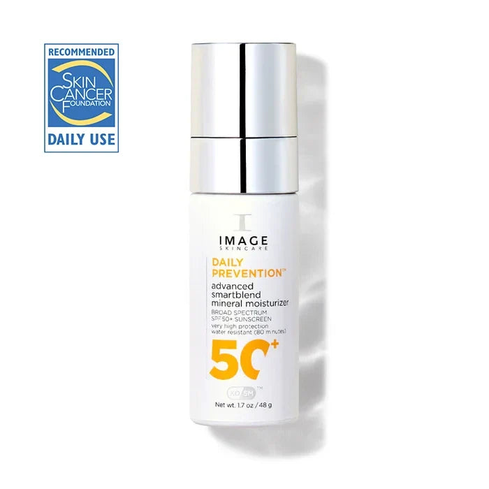 IMAGE Skincare DAILY PREVENTION Advanced Smartblend Mineral Moisturiser SPF 50+ bottle with SPF 50+ label