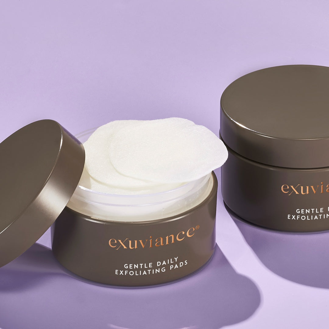 Exuviance Gentle Daily Exfoliating Pads pads and jar