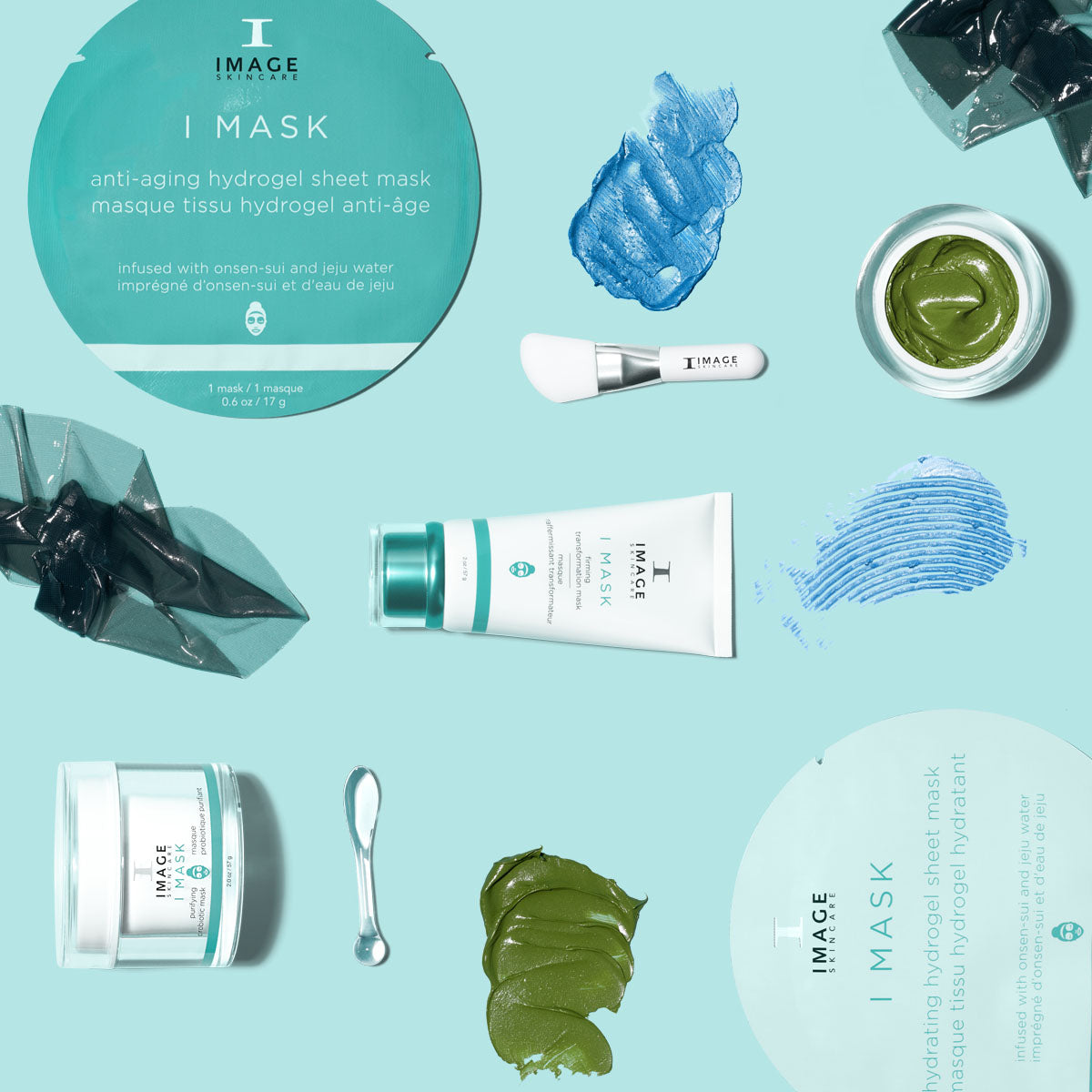 IMAGE Skincare I MASK Firming Transformation Mask with the I MASK range and texture swatches