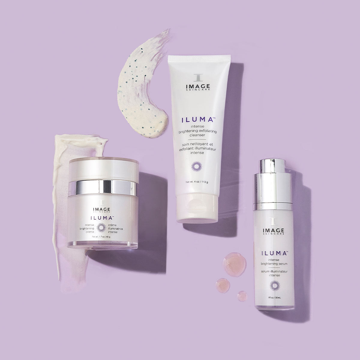 IMAGE Skincare ILUMA Intense Brightening Crème with ILUMA cleanser and serum routine
