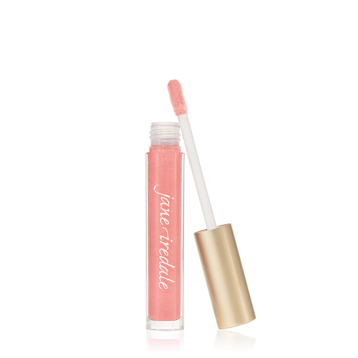 Jane Iredale HydroPure Hyaluronic Lip Gloss in Pink Glace, open tube with applicator