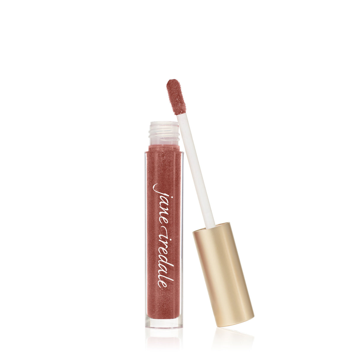 Jane Iredale HydroPure Hyaluronic Lip Gloss in Sangria, open tube with applicator