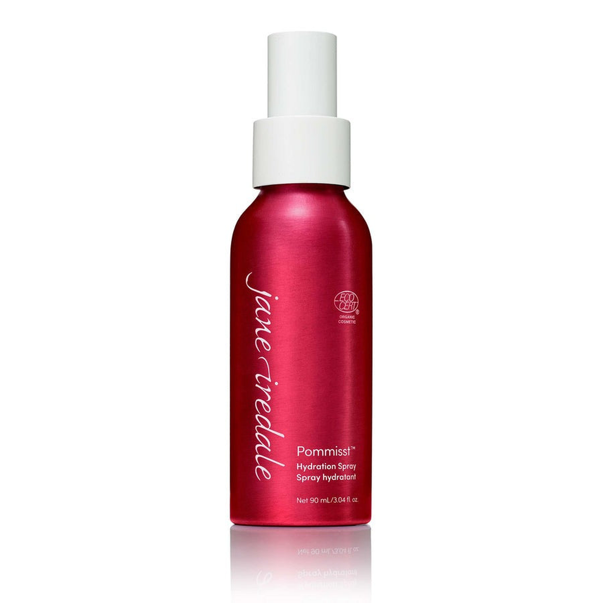 Jane Iredale POMMIST Hydration Spray, showing the 90ml red bottle