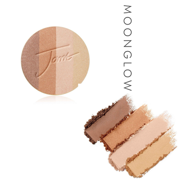 Jane Iredale PureBronze Shimmer Bronzer Refill in Moonglow, showing the refill and a powder swatch