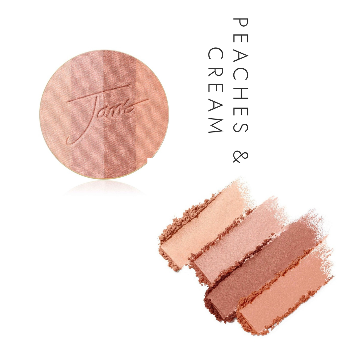 Jane Iredale PureBronze Shimmer Bronzer Refill in Peaches & Cream, showing the refill and a powder swatch