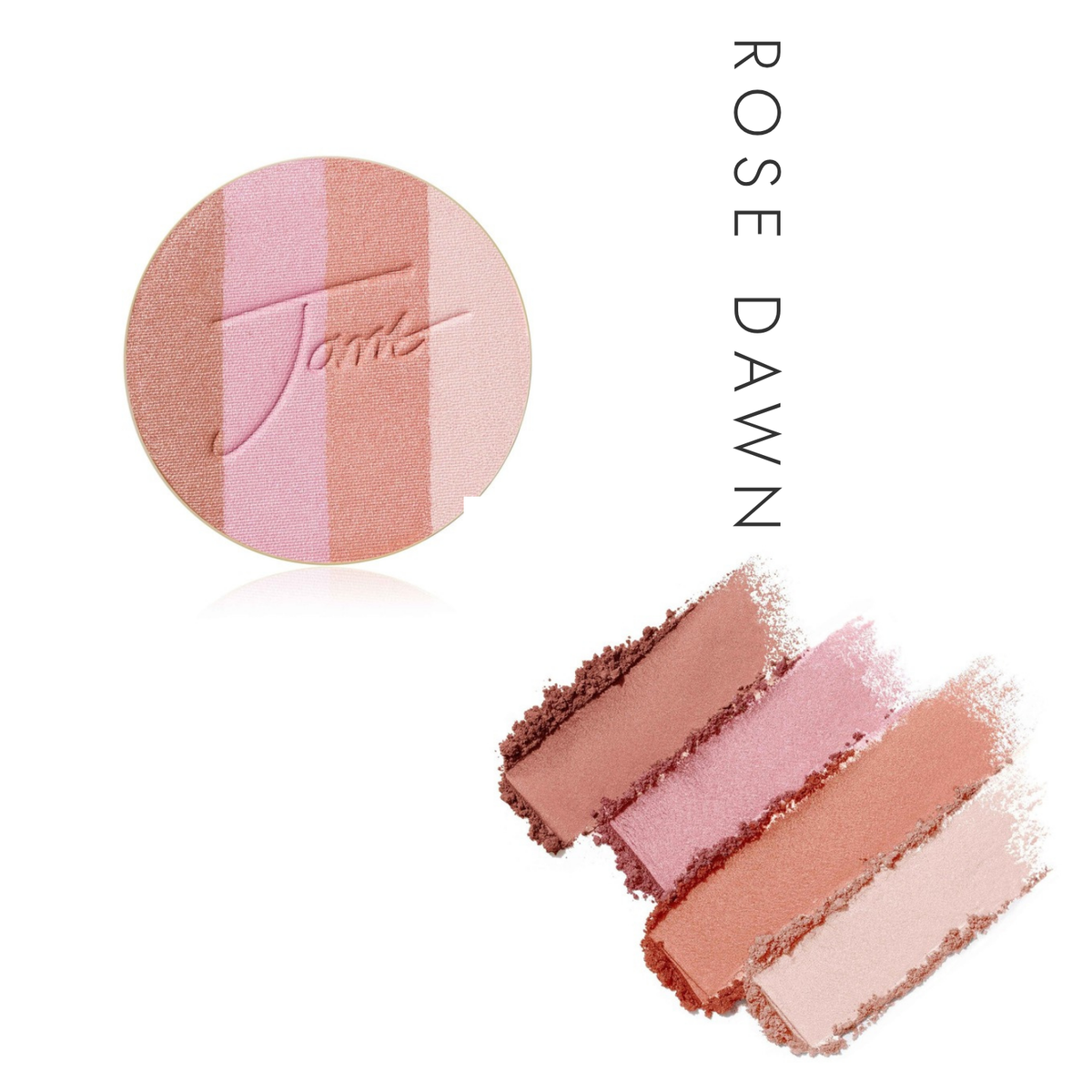 Jane Iredale PureBronze Shimmer Bronzer Refill in Rose Dawn, showing the refill and a powder swatch