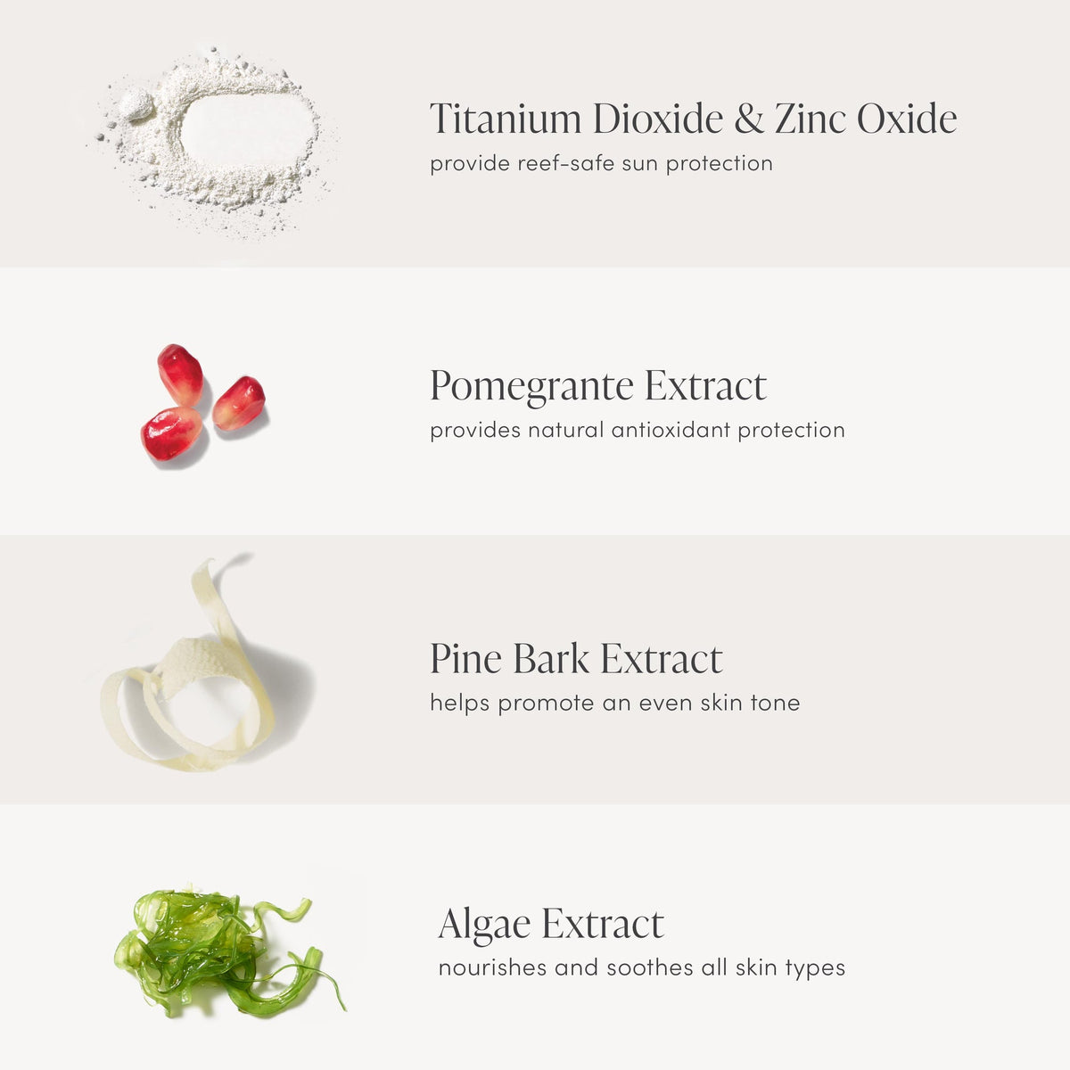 Jane Iredale PurePressed Base Mineral Foundation Refill key ingredients: titanium dioxide, zinc oxide, pomegranate, pine bark and algae extracts