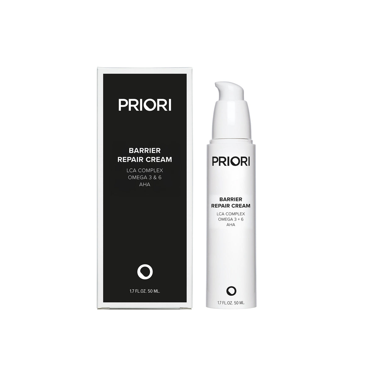 PRIORI LCA Barrier Repair Cream 50ml pump bottle and box