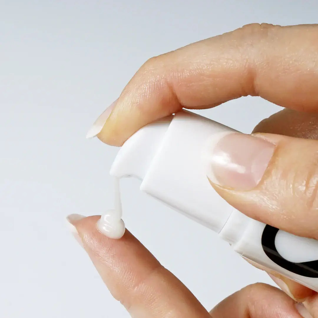 Hand dispensing PRIORI LCA Eye Serum with a smooth, lightweight texture for eye area concerns.
