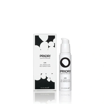 PRIORI LCA fx120 Gel Perfector bottle and packaging with adaptive skincare design.