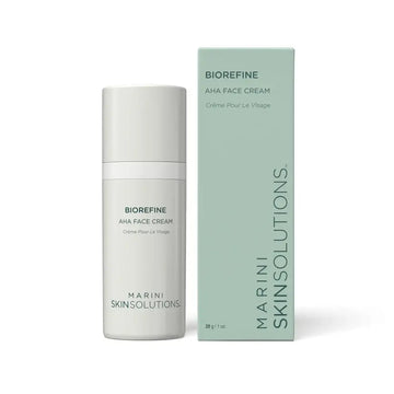Marini Skin Solutions BioRefine AHA Face Cream product packaging and bottle image showcasing the moisturizer.