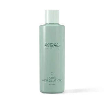Marini Skin Solutions Bioglycolic Face Cleanser bottle on a white background, featuring a gentle resurfacing formula.