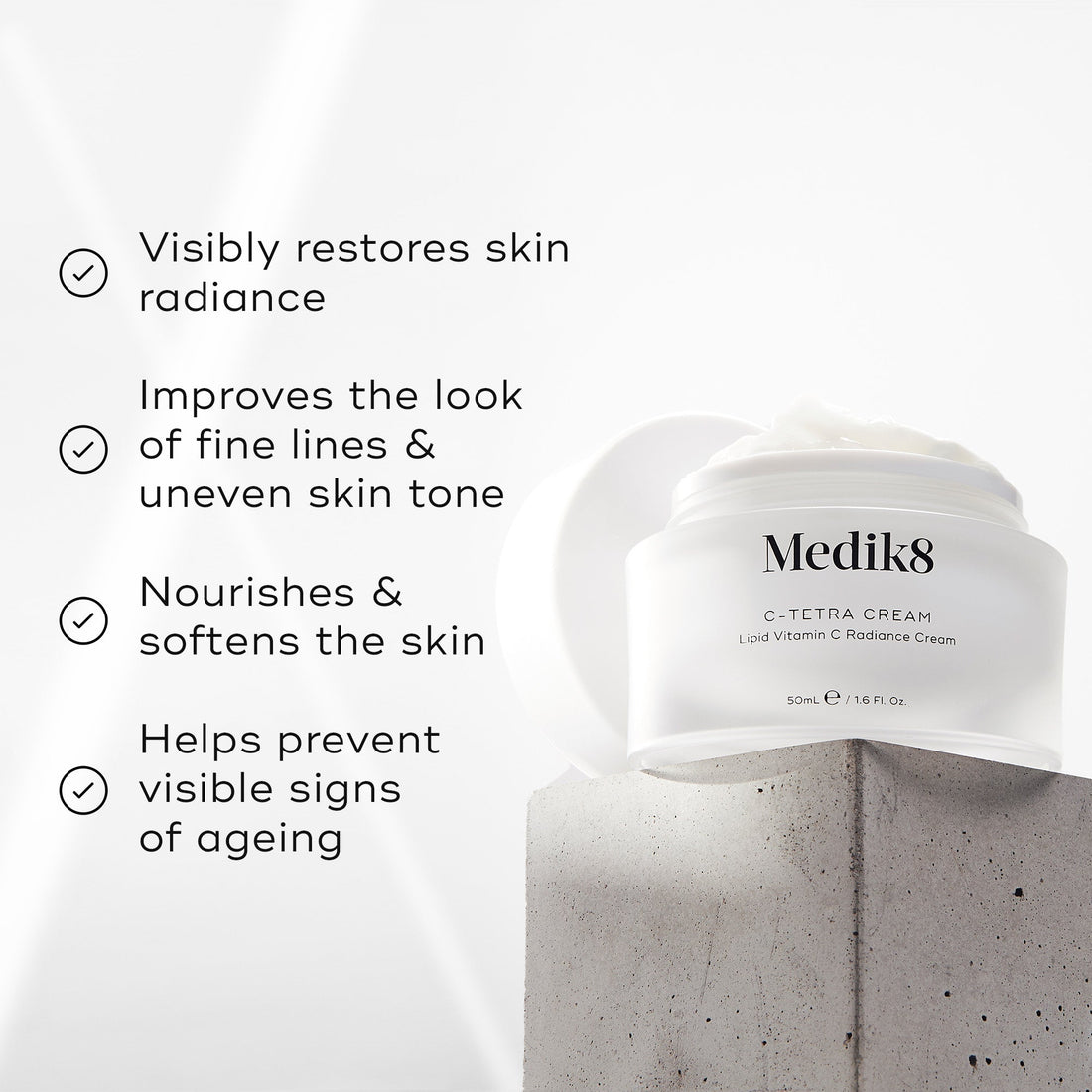 Medik8 C-Tetra Cream Travel Size 12.5ml jar with carton