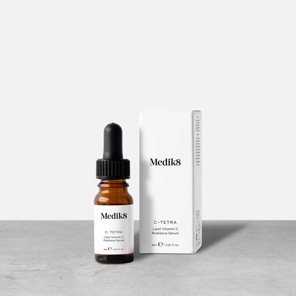 Medik8 C-Tetra Travel Size 8ml bottle shown with its box