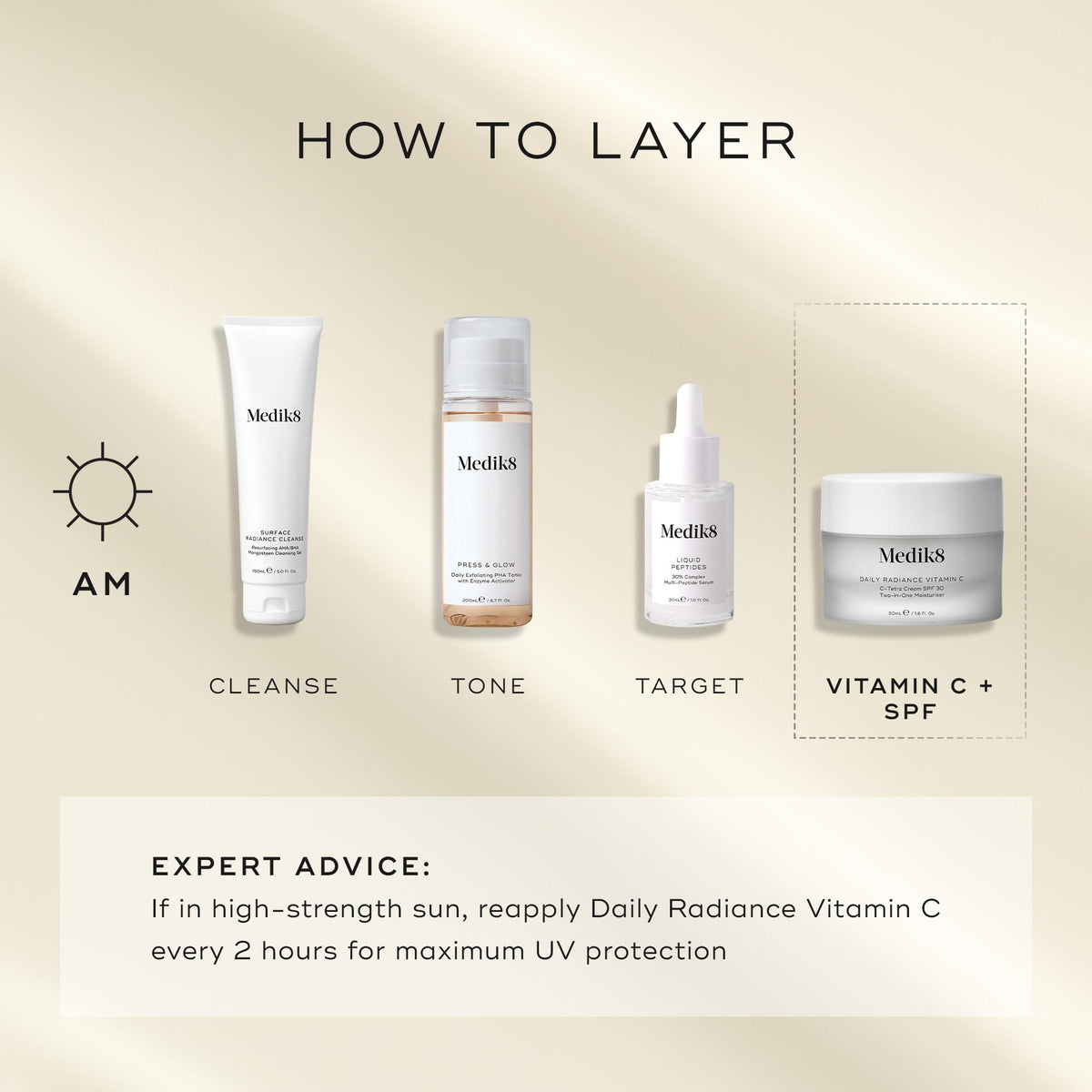 How to layer Medik8 Daily Radiance Vitamin C Travel Size in your routine