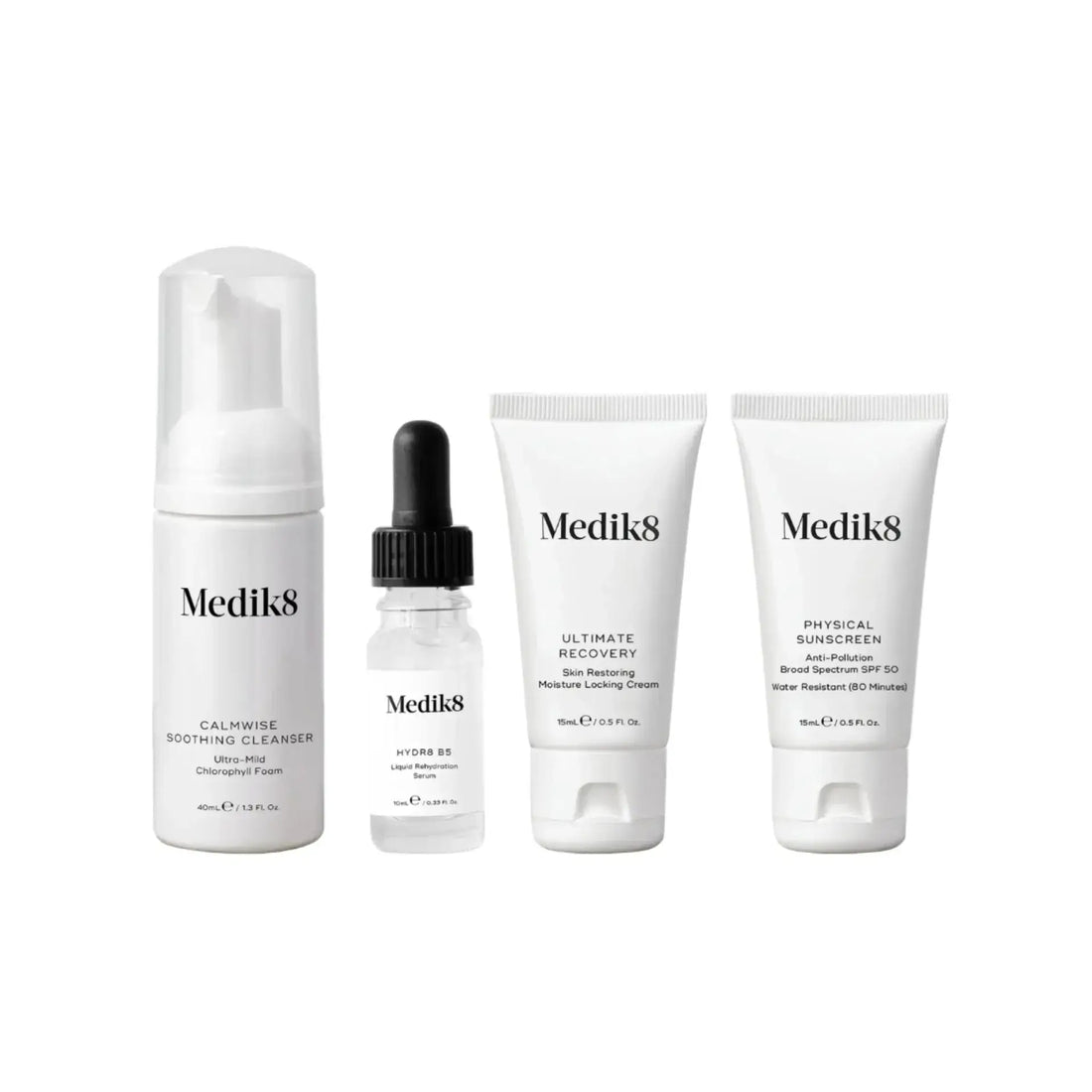 Medik8 Post Treatment Kit - four essential products for post-treatment skin recovery including SPF 50.