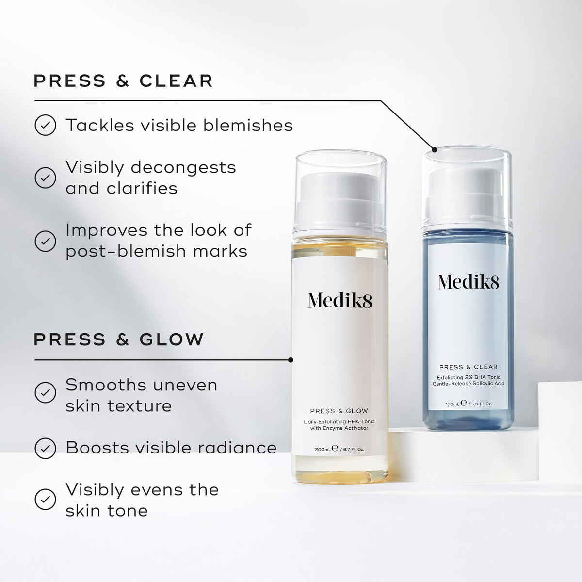 Medik8 Press & Glow Travel Size alongside the wider Medik8 range