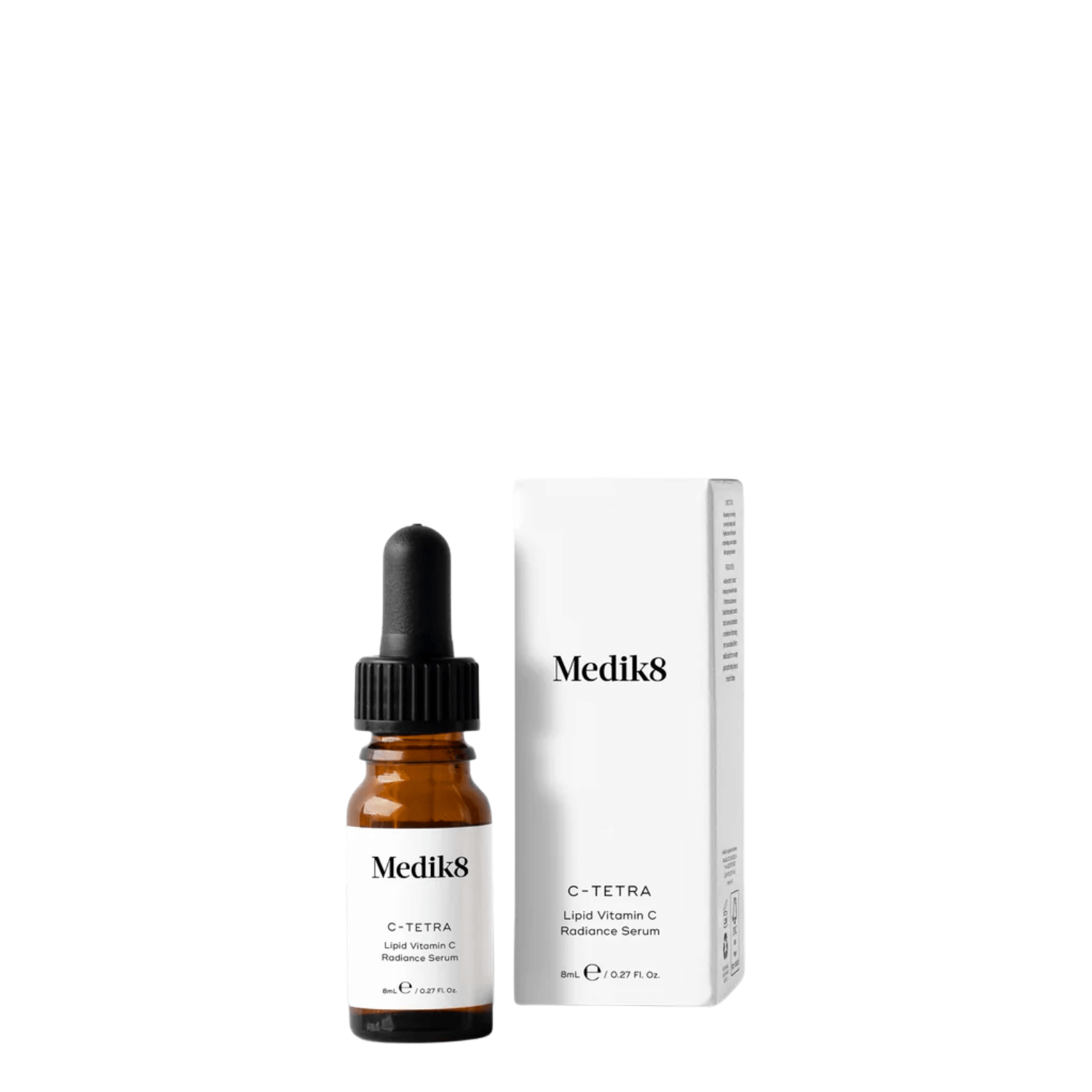Medik8 C-Tetra vitamin C serum bottle and box designed for radiant skin.