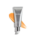 Medik8 Crystal Retinal 24™ serum in a silver tube with orange cream swatch behind it