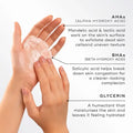 Medik8 Surface Radiance Cleanse™ showing exfoliating AHA/BHA ingredients for smoother, hydrated skin.