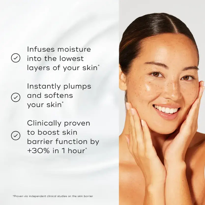 Medik8 Total Moisture Daily Facial Cream™ infuses moisture, plumps and boosts skin barrier function in 1 hour.