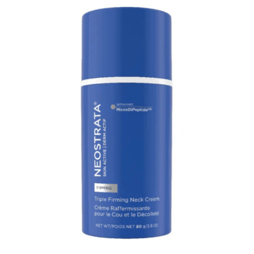 Neostrata® Skin Active Triple Firming Neck Cream in a blue bottle for firming neck skin and improving elasticity.