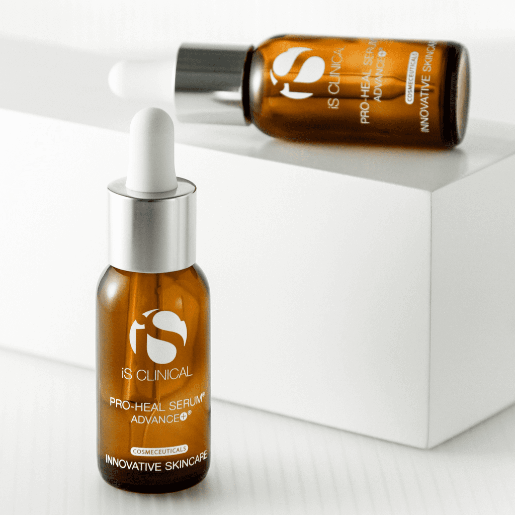 iS Clinical Pro-Heal Serum Advance+ showcasing the bottle with dropper, ideal for antioxidant skincare.