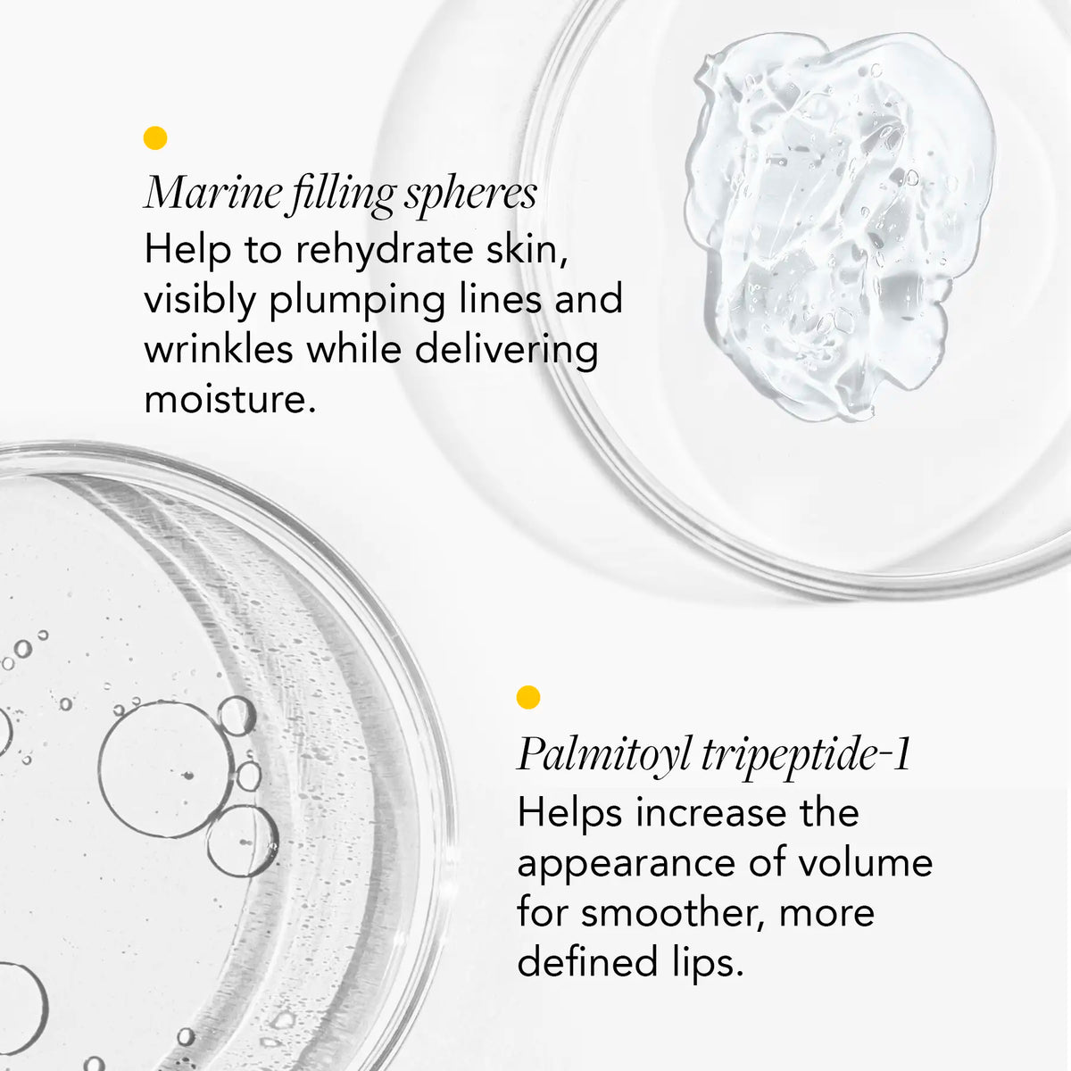 IMAGE Skincare DAILY PREVENTION Nourishing Lip Balm SPF 30 marine filling spheres and palmitoyl tripeptide-1 ingredient graphic