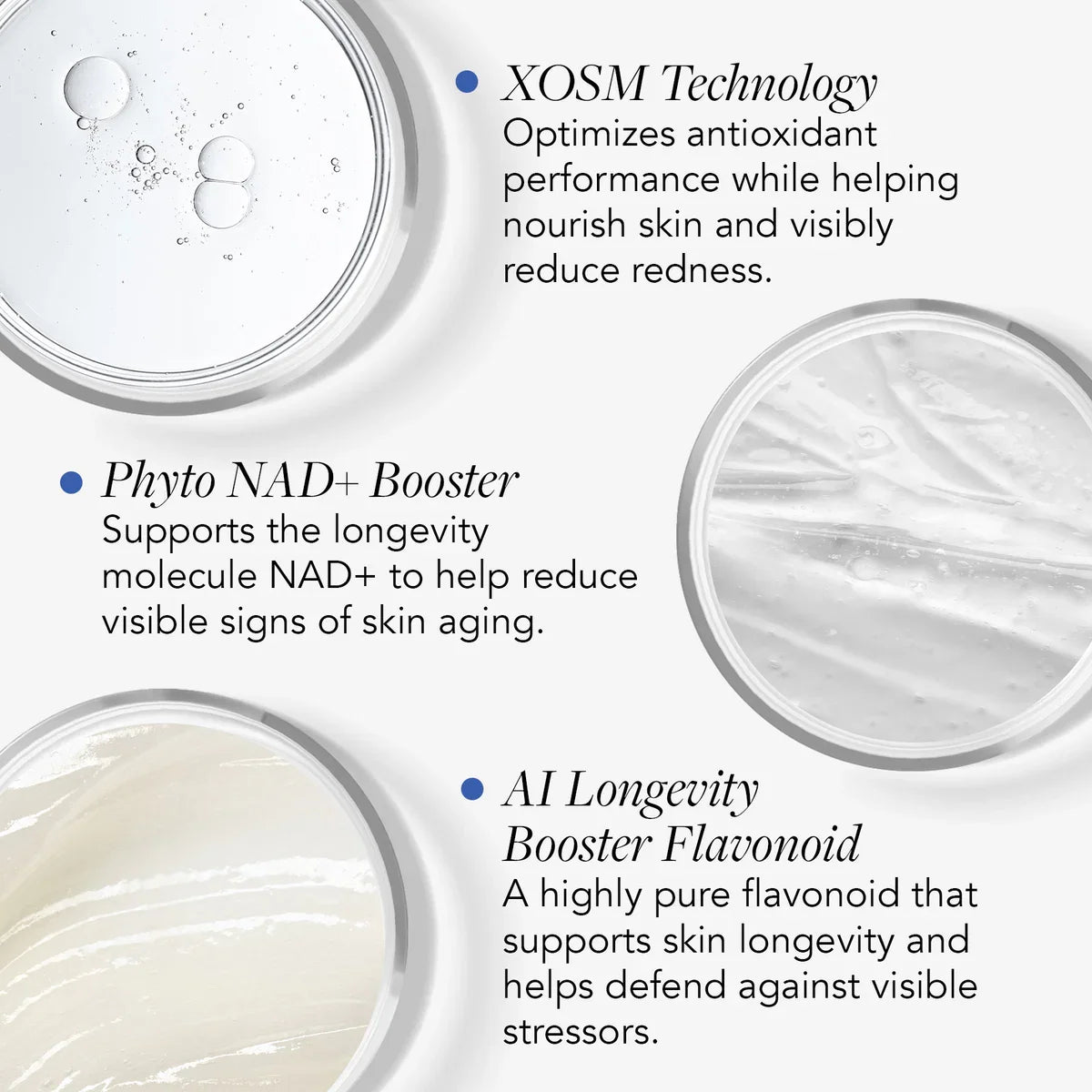 IMAGE Skincare MD Biotech Longevity Crème key ingredients XOSM Technology, Phyto NAD+ Booster and AI longevity flavonoid