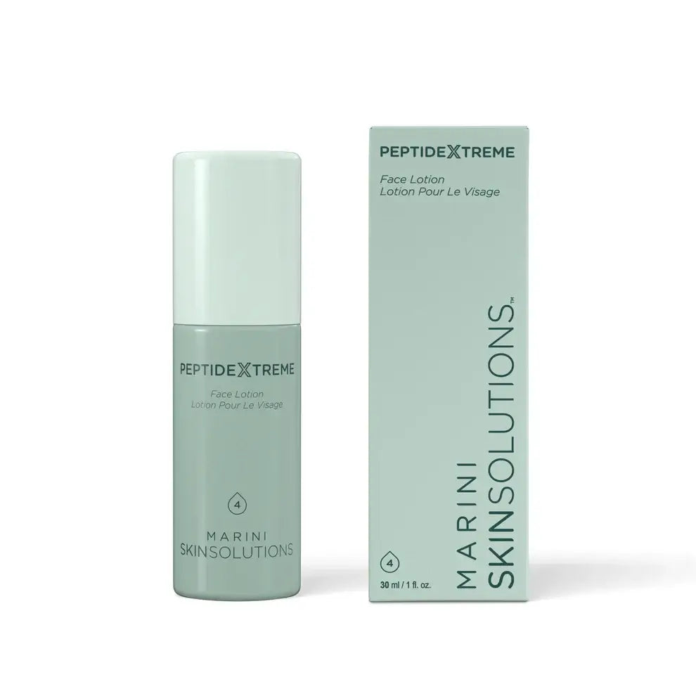 Marini Skin Solutions Age Intervention PeptideXtreme peptide moisturizer in a bottle with soothing formula.
