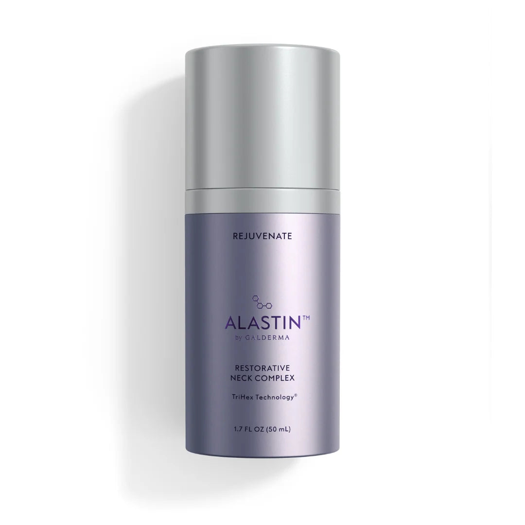ALASTIN Restorative Neck Complex bottle showcasing TriHex Peptide Technology for improving neck skin.
