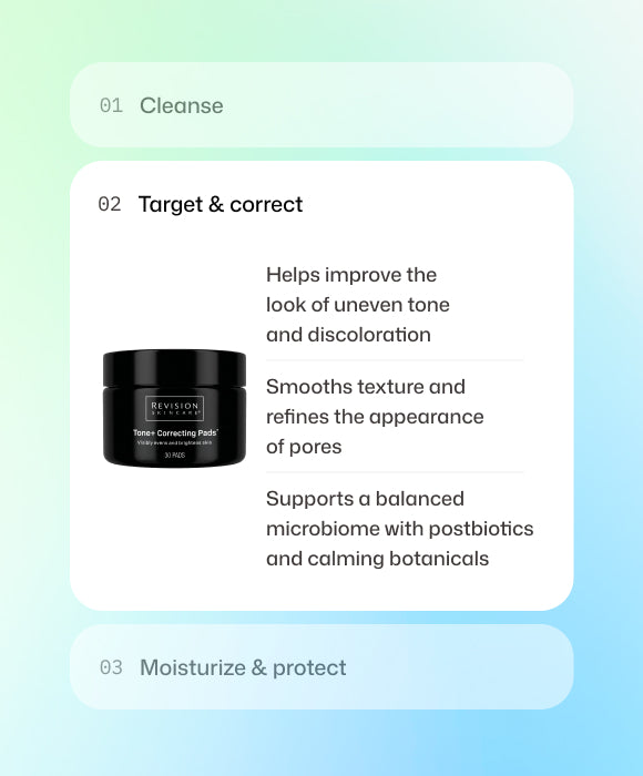 Where Revision Skincare Tone+ Correcting Pads fit in a Revision evening routine