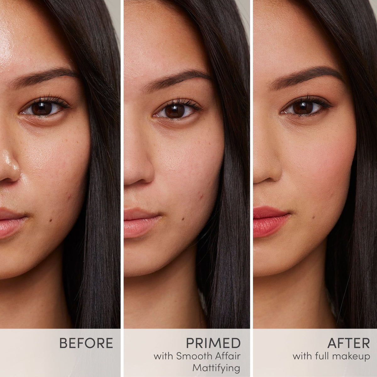 Jane Iredale Smooth Affair Mattifying Face Primer before and after on oily skin