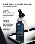 SkinCeuticals A.G.E. Interrupter Ultra Serum bottle with dropper on a reflective surface.
