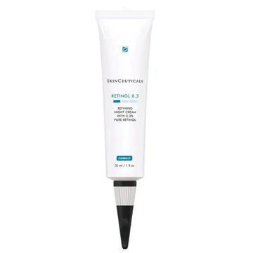 SkinCeuticals Retinol 0.3% refining night cream with pure retinol in a tube packaging.