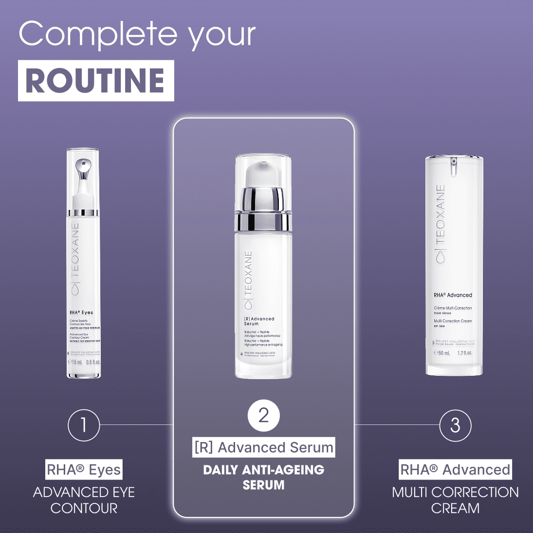 Teoxane R Advanced Serum routine with RHA Eyes and RHA Advanced cream