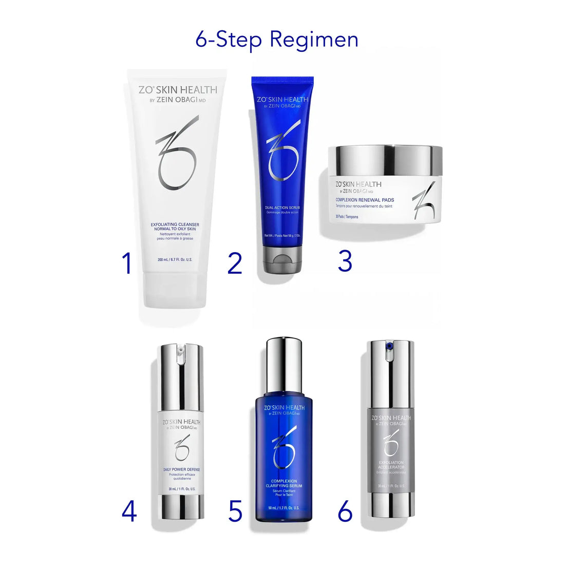 ZO Skin Health Complexion Smoothing + Clarifying Program - box with the six products