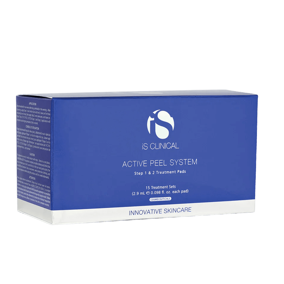 iS Clinical Active Peel System packaging for professional home peel treatment with Step 1 & 2 pads.