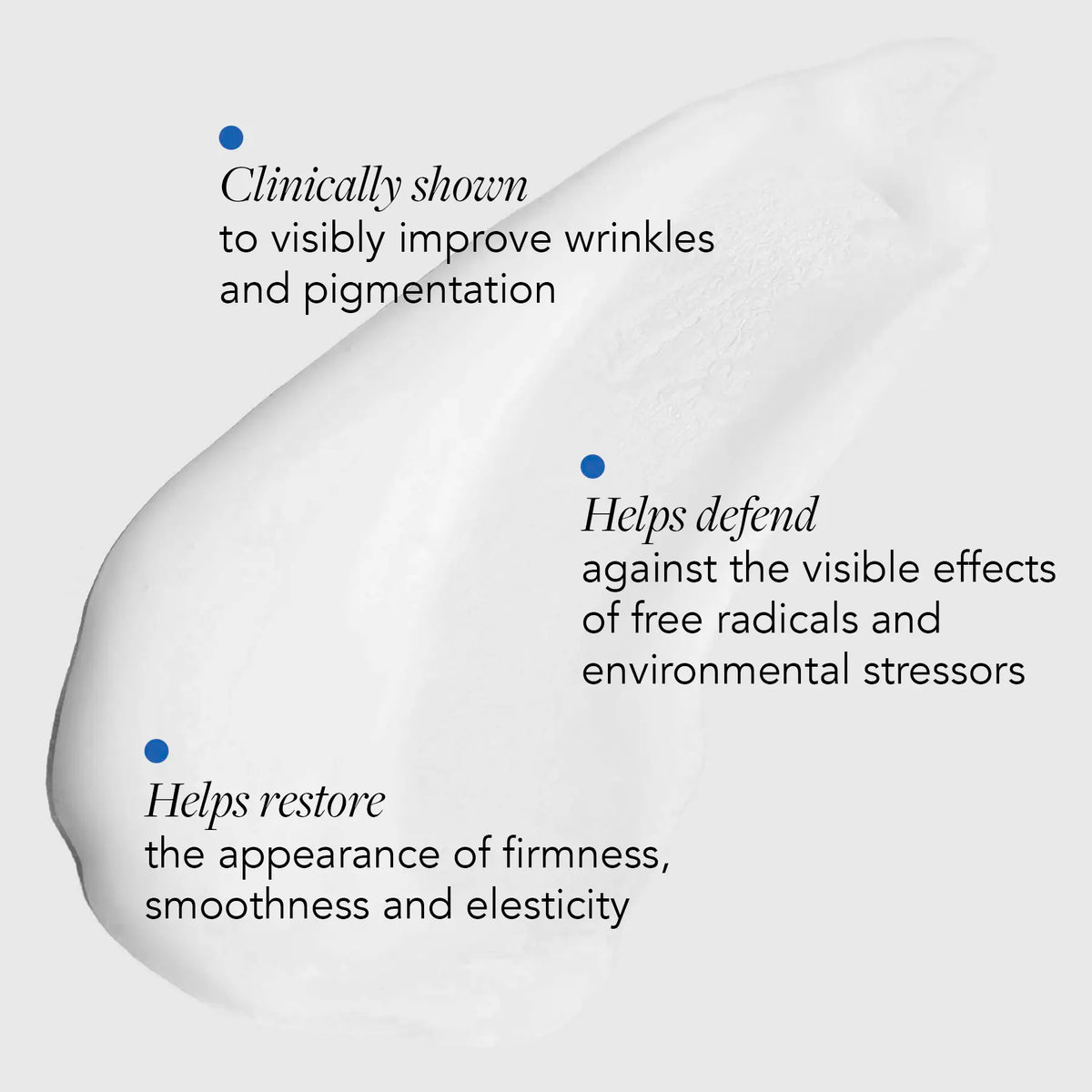 IMAGE Skincare MD Restoring Power-C Serum gel texture swatch with key benefits
