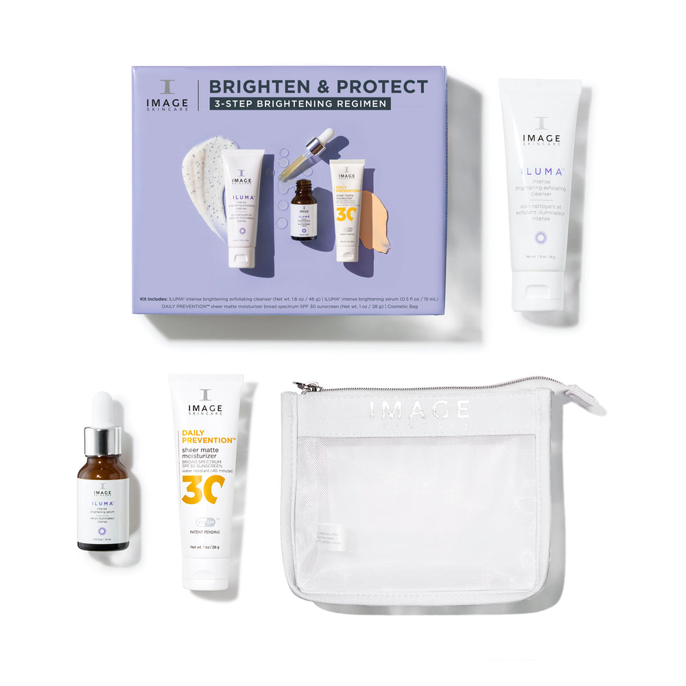 IMAGE Skincare Brighten & Protect Kit with cleanser, serum, SPF 30 and cosmetic bag