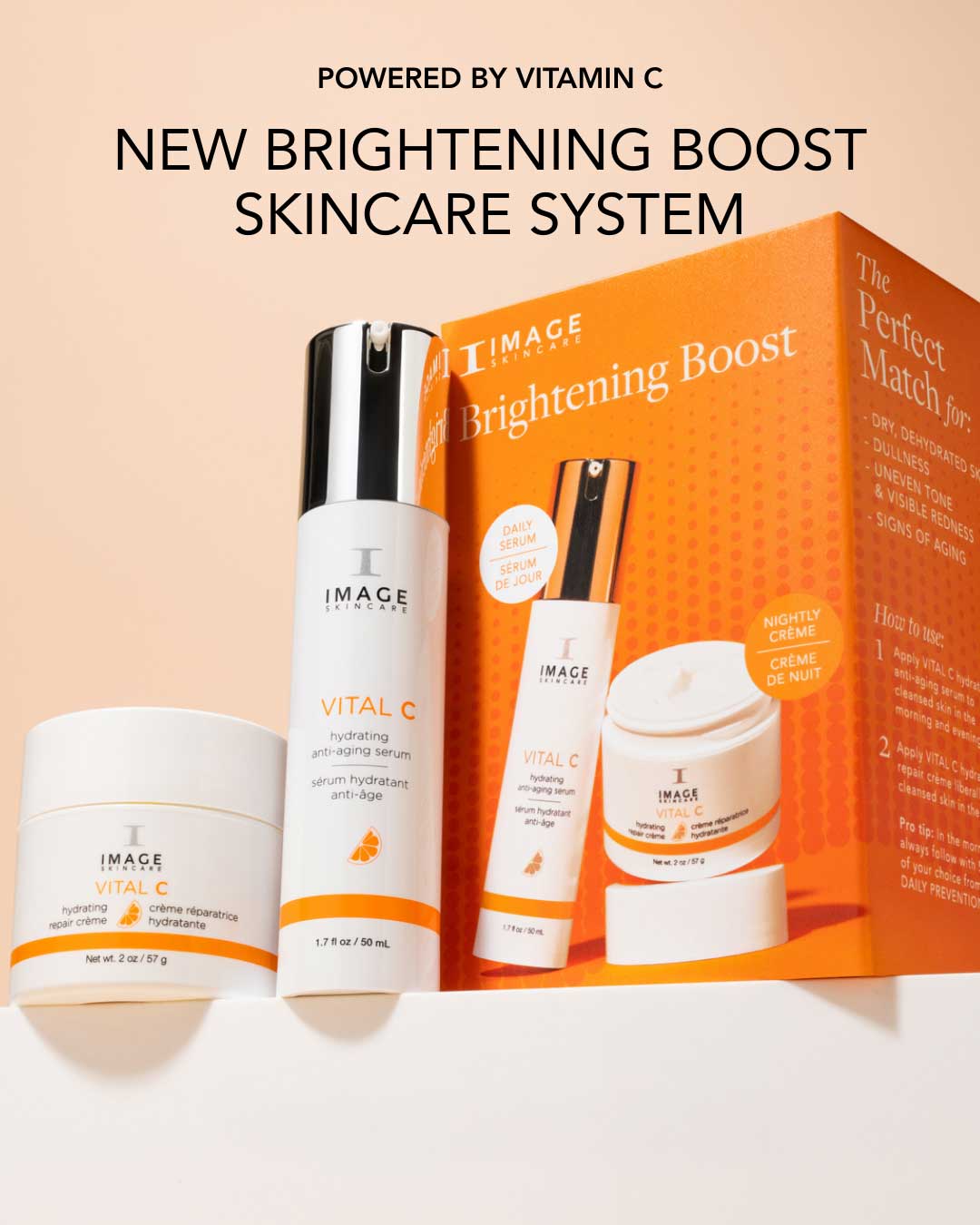 IMAGE Skincare Brightening Booster Kit with VITAL C serum and repair crème